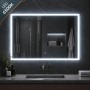 Specchio Rettangolare Led Cornice Sabbiata Interruttore Touch Luce Regolabile