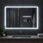 Specchio Rettangolare Led Cornice Sabbiata Interruttore Touch Luce Regolabile