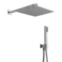 Kit Doccia Rettangolare 40x25 cm Completo Soffione Braccio Presa Acqua Doccetta Laccio
