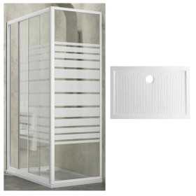 Ogomondo Box Doccia Slide 2 Lati Cristallo Serigrafato 140x80 +Piatto Porcellana 