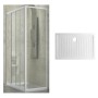 Ogomondo Cabina Doccia Slide 3 Lati Cristallo Temprato Trasparente 100x80x80 + Piatto Doccia Porcellana h6,5cm 