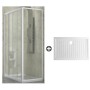 Ogomondo Cabina Doccia Slide 2 Lati Cristallo Temprato Trasparente 100x70 + Piatto Doccia Porcellana h6,5cm