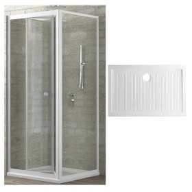 Ogomondo Box Doccia Book 2 Lati Cristallo Trasparente 100x80 + Piatto Porcellana