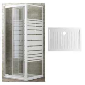 Ogomondo Box Doccia Book 2 Lati Cristallo Serigrafato 100x80 + Piatto Porcellana