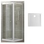 Box Doccia Book 3 Lati Cristallo Trasparente 80x80x80 + Piatto in Porcellana