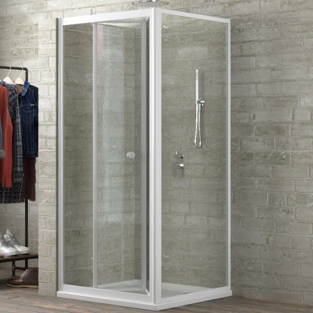 Cabina Doccia 2 Lati con Porta a Soffietto Cristallo Trasparente 100x70 cm